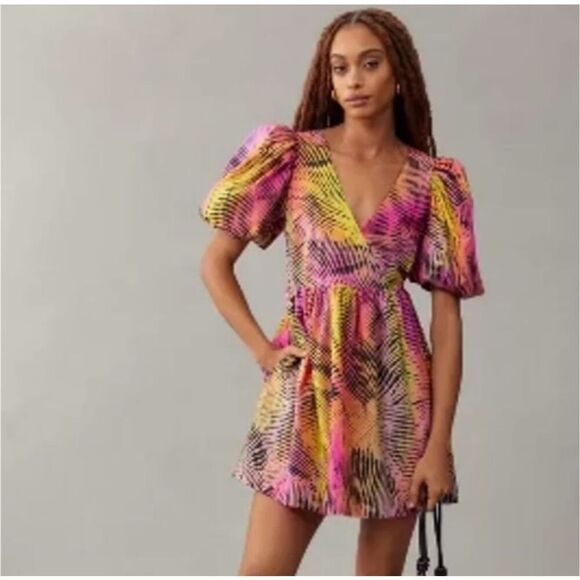 NWT Anthropologie PLENTY BY TRACY REESE Dress Medium Pink Zebra Print Babydoll - Picture 2 of 14